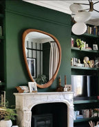 Asymmetrical Wood Wall Mirror, Oak, Walnut Wall Mirror, Mid-Century Irregular Mirror, Solid Wood Framed Mirror, Asymmetric Wood Mirror