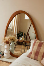 Asymmetrical Wood Wall Mirror, Oak, Walnut Wall Mirror, Mid-Century Irregular Mirror, Solid Wood Framed Mirror, Asymmetric Wood Mirror