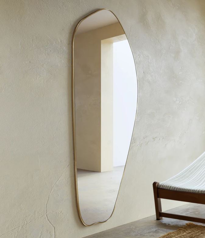 Full Body Mirror, Full Length Wall Mirror, Long Floor Mirror, Irregular Mirror, Asymmetrical Tall Mirror, Metal Frame Mirror For Bedroom