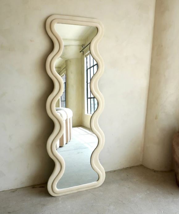 Curvy Floor Mirror, Wavy Full Lenght Mirror, Curvy Squiggle Mirror, Full Body Mirror, Irregular Asymmetrical Floor Mirror, Mirror Wall Decor