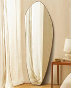 Full Body Mirror, Full Length Wall Mirror, Long Floor Mirror, Irregular Mirror, Asymmetrical Tall Mirror, Metal Frame Mirror For Bedroom