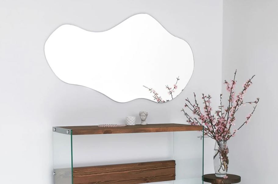 Full Length Mirror, Asymmetric Wavy Mirror, Curved Mirror, Irregular Tall Mirror, Asymmetrical Mirror, Cloud Wall Mirror, Bedroom Mirror