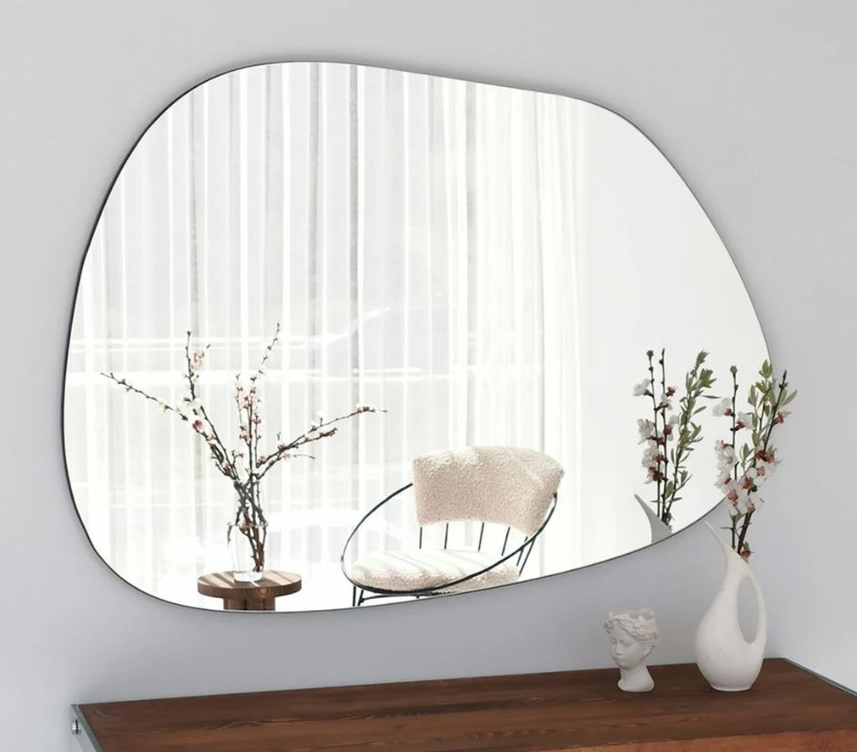 Asymmetrical Mirror Large, Irregular Wall Mirror, Asymmetric Mirror Wall Decor, Bedroom Mirror, Hallway Wall Mirror, Pond Wall Mirror