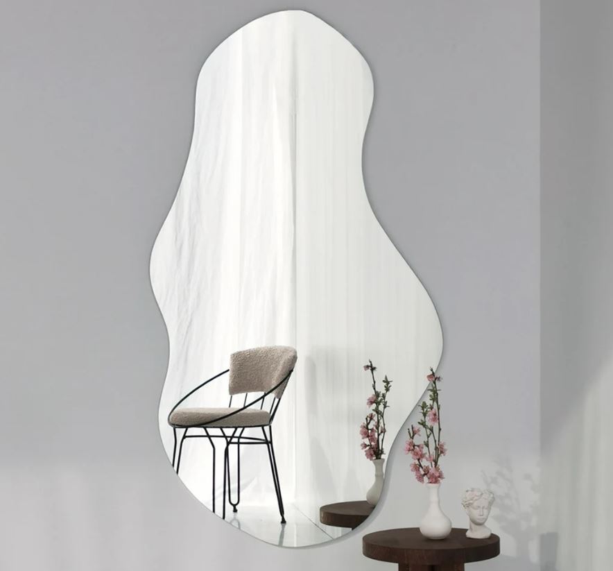 Full Length Mirror, Asymmetric Wavy Mirror, Curved Mirror, Irregular Tall Mirror, Asymmetrical Mirror, Cloud Wall Mirror, Bedroom Mirror