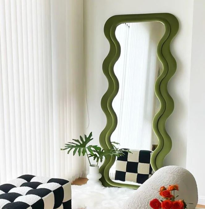 Curvy Floor Mirror, Wavy Full Lenght Mirror, Curvy Squiggle Mirror, Full Body Mirror, Irregular Asymmetrical Floor Mirror, Mirror Wall Decor