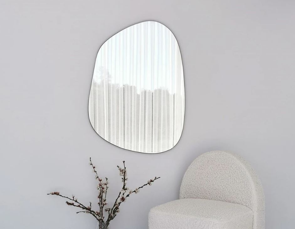 Asymmetrical Mirror Large, Irregular Wall Mirror, Asymmetric Mirror Wall Decor, Bedroom Mirror, Hallway Wall Mirror, Pond Wall Mirror