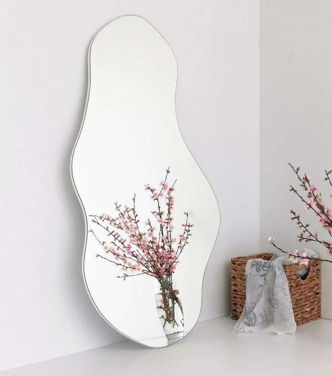 Full Length Mirror, Asymmetric Wavy Mirror, Curved Mirror, Irregular Tall Mirror, Asymmetrical Mirror, Cloud Wall Mirror, Bedroom Mirror