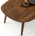 Solid Wood Oval Coffee Table,Surfboard Walnut Side Table,Vintage End Table for Living Room,Engraved Nesting Coffee Table,Low Center Table-