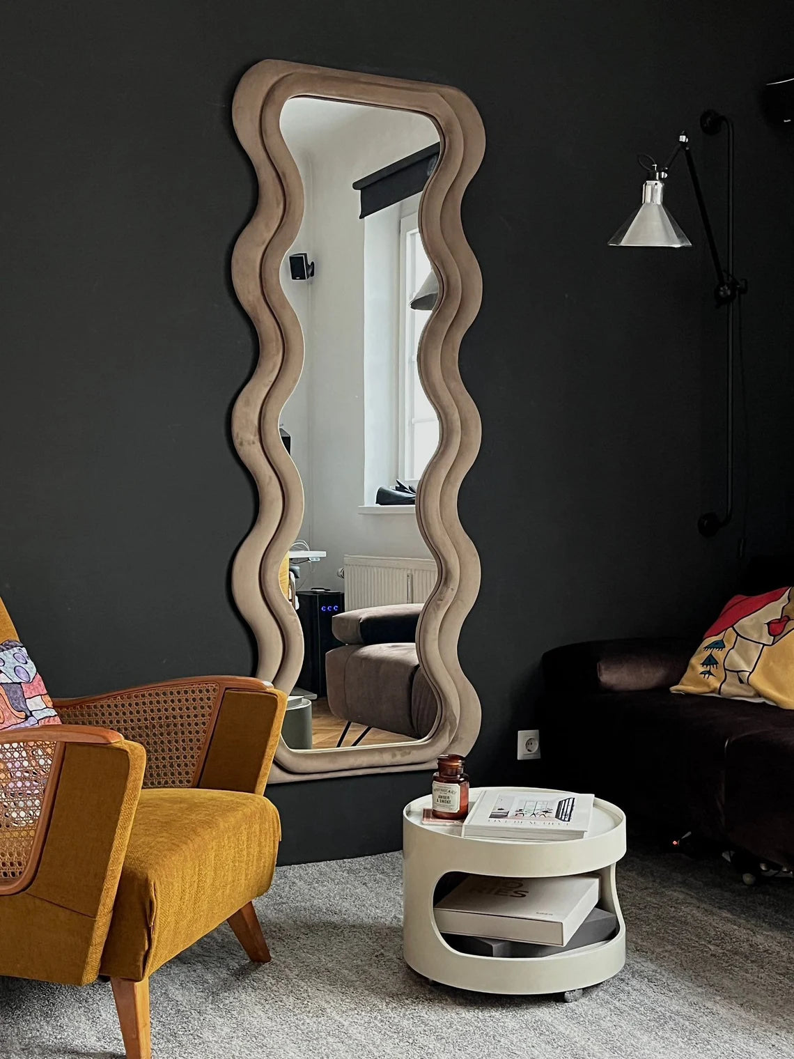 Curvy Floor Mirror, Wavy Full Lenght Mirror, Curvy Squiggle Mirror, Full Body Mirror, Irregular Asymmetrical Floor Mirror, Mirror Wall Decor