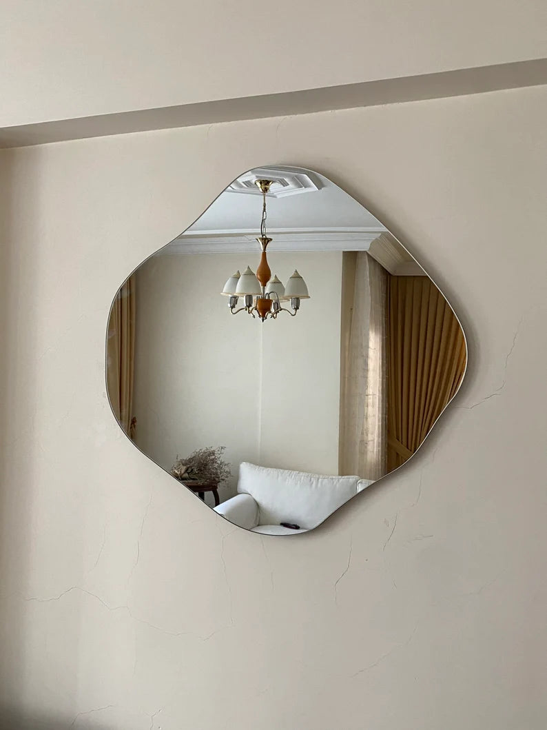 Pond Wall Mirror, Asymmetrical Mirror Large , Wavy Irregular Mirror, Asymmetric Mirror Wall Decor, Bathroom Mirror, Unique Mirror