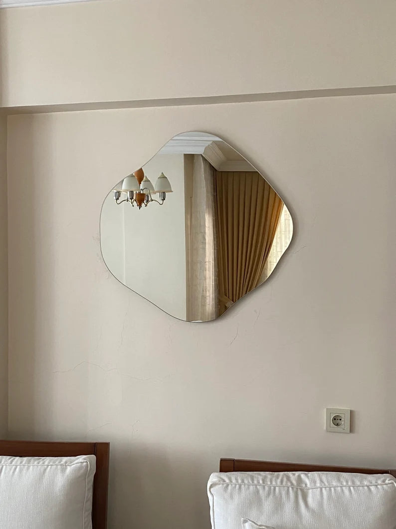 Pond Wall Mirror, Asymmetrical Mirror Large , Wavy Irregular Mirror, Asymmetric Mirror Wall Decor, Bathroom Mirror, Unique Mirror