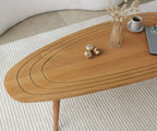 Solid Wood Oval Coffee Table,Surfboard Walnut Side Table,Vintage End Table for Living Room,Engraved Nesting Coffee Table,Low Center Table-