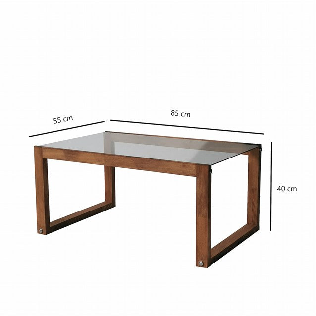 Solid Wood Coffee Table, Rectangular Glass Coffee Table, Walnut End Table for Living Room, Natural Nesting Coffee Table, Low Center Table