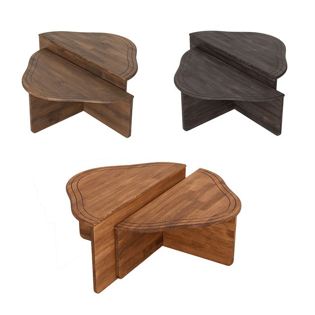 Solid Wood Oak Round Coffee Table, Walnut Center Table, Large Low Coffee Table, Wood Coffee Table, Nesting Table, End Table