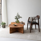 Solid Wood Oak Round Coffee Table, Walnut Center Table, Large Low Coffee Table, Wood Coffee Table, Nesting Table, End Table