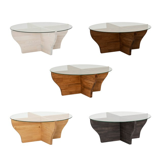 Solid Wood Oval Coffee Table, Round Glass Coffee Table, Walnut End Table for Living Room, Oak Nesting Coffee Table, Low Center Table