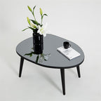 Mirror top coffee table set Modern black glass top side table Unique living room end table White coffee table Handmade furniture and decor