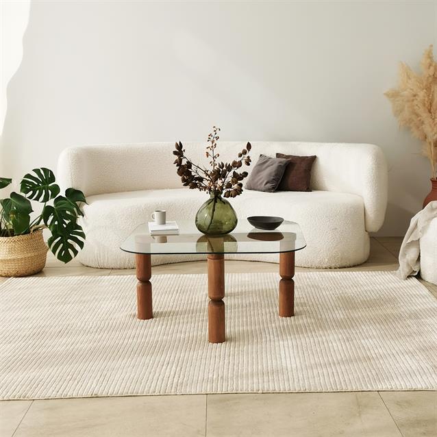 Solid Wood Rectangular Coffee Table, Square Glass Coffee Table, Walnut End Table for Living Room, Wooden Nesting Coffee Table, Low Center Table