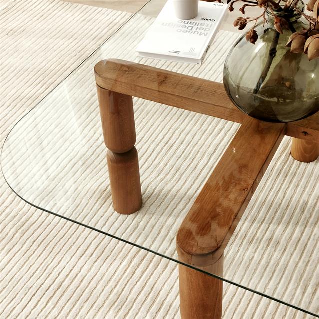 Solid Wood Rectangular Coffee Table, Square Glass Coffee Table, Walnut End Table for Living Room, Wooden Nesting Coffee Table, Low Center Table