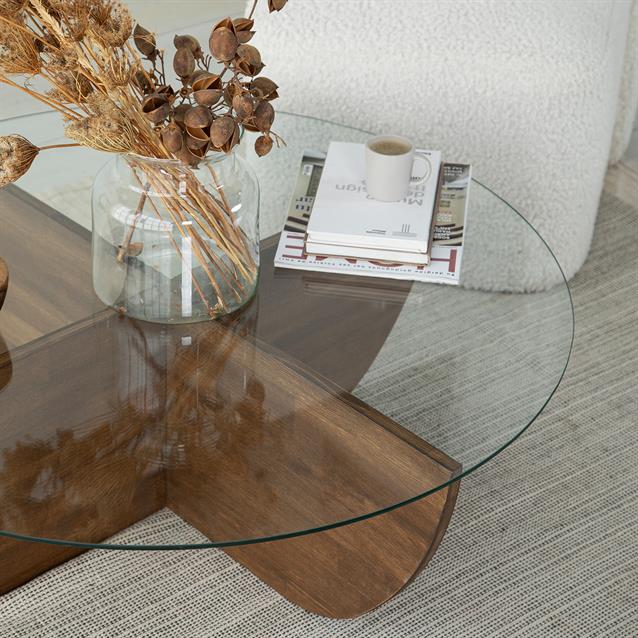 Solid Wood Oval Coffee Table,Round Glass Coffee Table, Walnut End Table for Living Room, Oak Nesting Coffee Table, Low Center Table