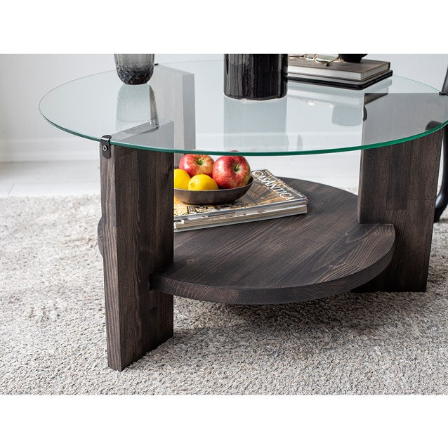 Solid Wood Oval Coffee Table,Round Glass Coffee Table, Walnut End Table for Living Room, Oak Nesting Coffee Table, Low Center Table