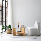 Solid Wood Oval Coffee Table,Round Glass Coffee Table, Walnut End Table for Living Room, Oak Nesting Coffee Table, Low Center Table