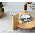 Solid Wood Oval Coffee Table,Round Glass Coffee Table, Walnut End Table for Living Room, Oak Nesting Coffee Table, Low Center Table