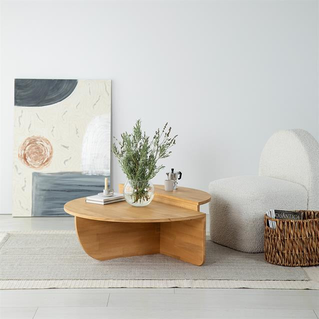 Solid Wood Oak Round Coffee Table, Walnut Center Table, Large Low Coffee Table, Wood Coffee Table, Nesting Table, End Table