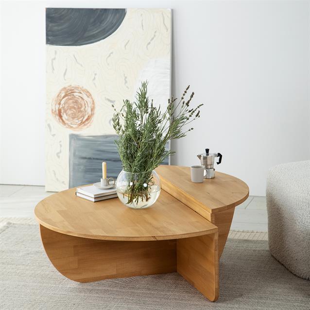 Solid Wood Oak Round Coffee Table, Walnut Center Table, Large Low Coffee Table, Wood Coffee Table, Nesting Table, End Table