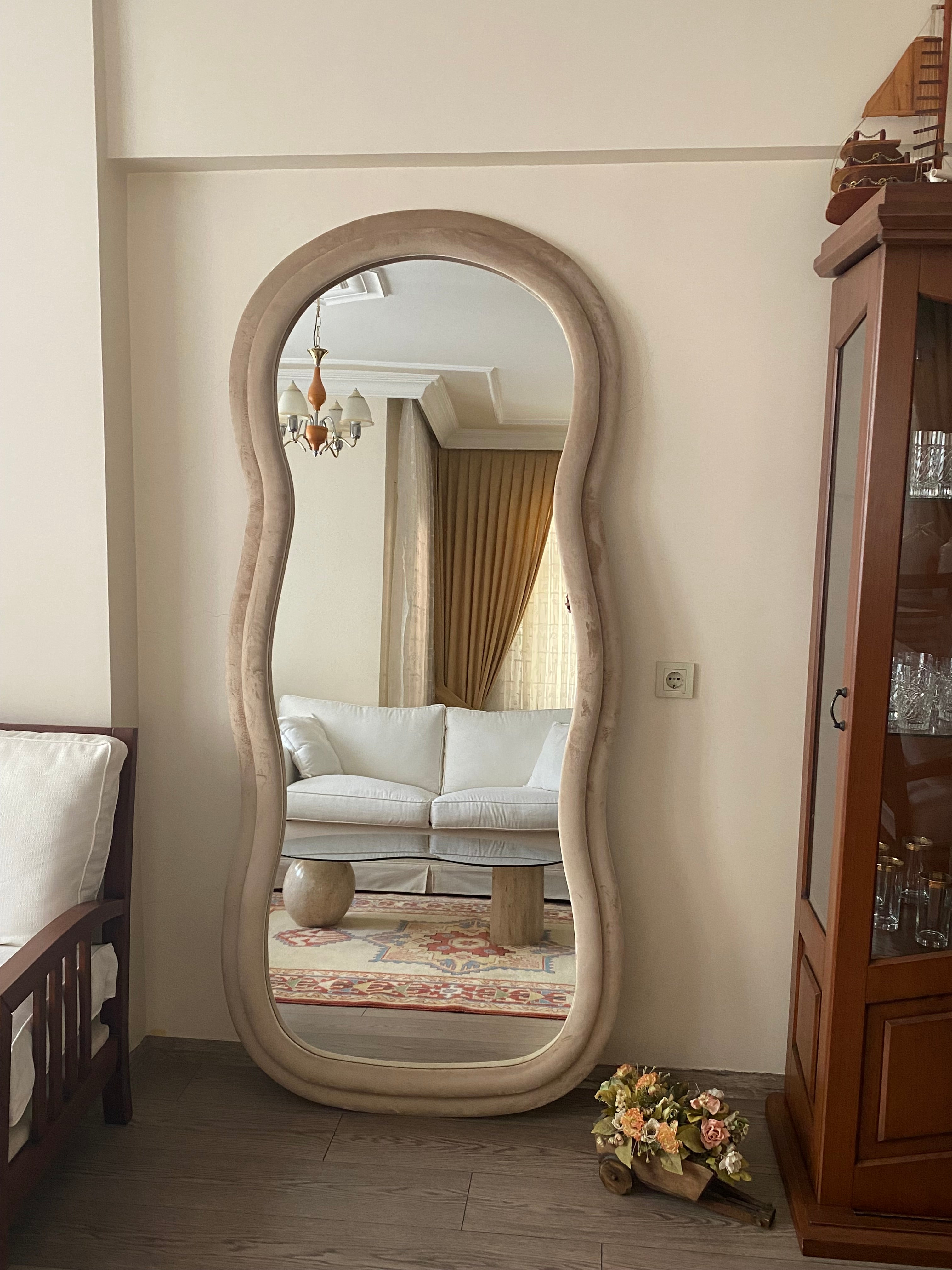 Wavy Floor Mirror, Wavy Full Lenght Mirror, Curvy Squiggle Mirror, Full Body Mirror, Irregular Asymmetrical Floor Mirror, Mirror Home Decor