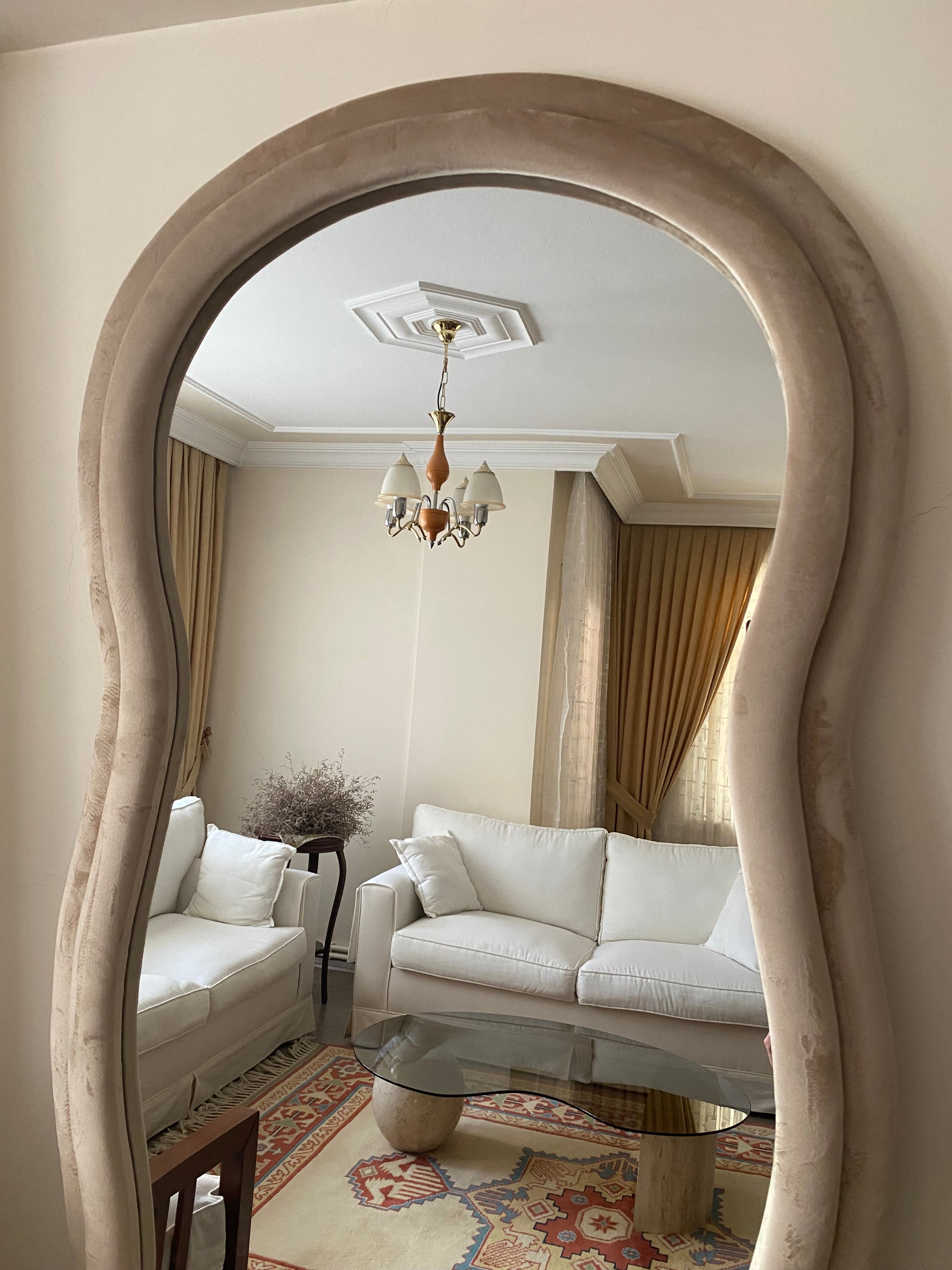 Wavy Floor Mirror, Wavy Full Lenght Mirror, Curvy Squiggle Mirror, Full Body Mirror, Irregular Asymmetrical Floor Mirror, Mirror Home Decor