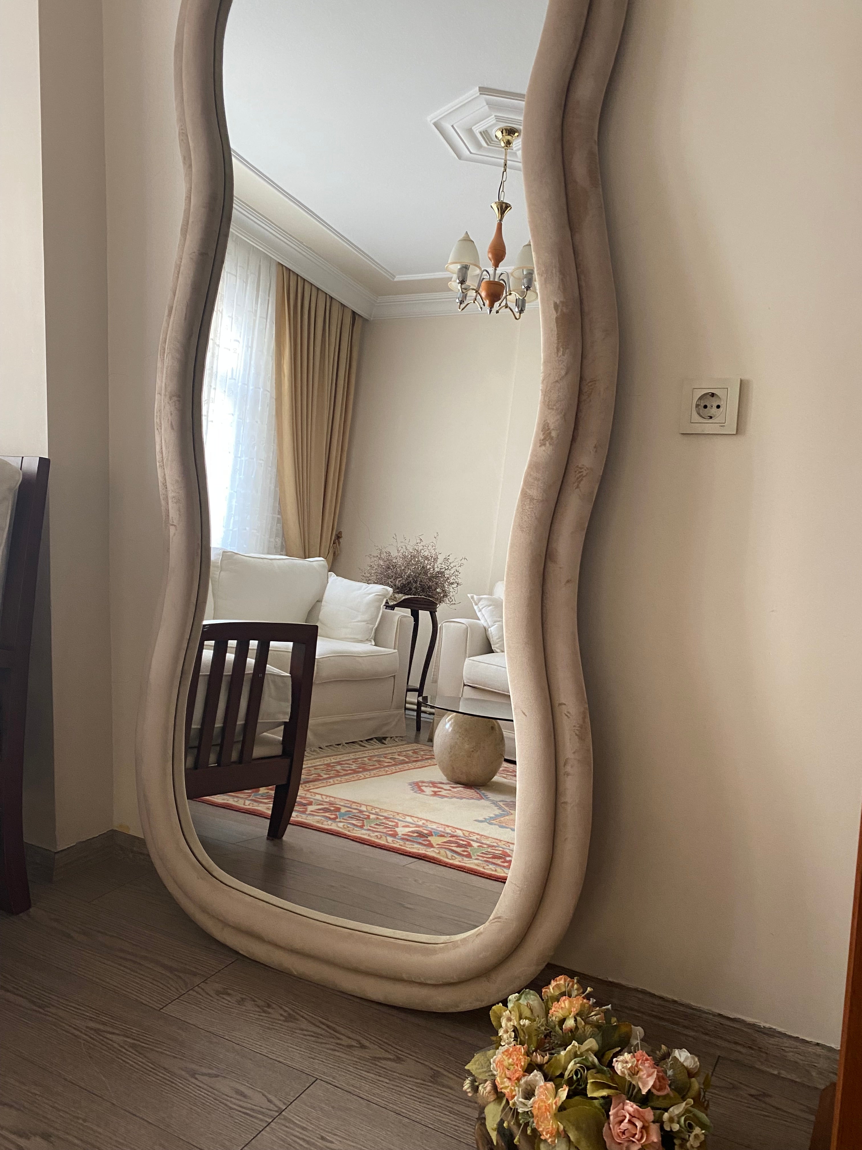 Wavy Floor Mirror, Wavy Full Lenght Mirror, Curvy Squiggle Mirror, Full Body Mirror, Irregular Asymmetrical Floor Mirror, Mirror Home Decor