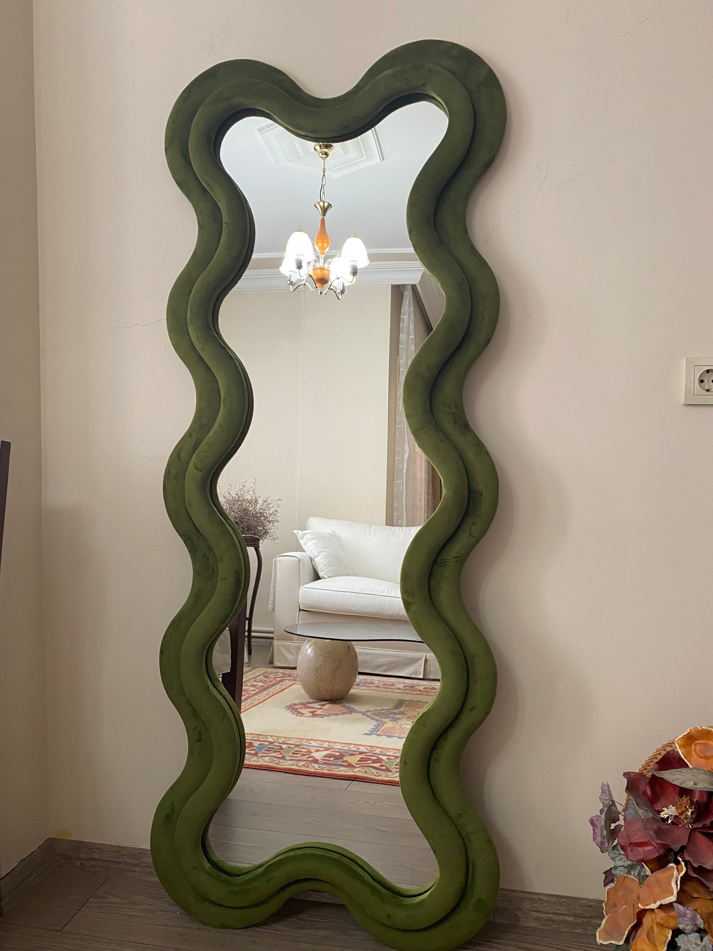Wavy Floor Mirror, Full Lenght Curvy Mirror, Curvy Squiggle Mirror, Full Body Mirror, Irregular Asymmetrical Floor Mirror, Mirror Home Decor