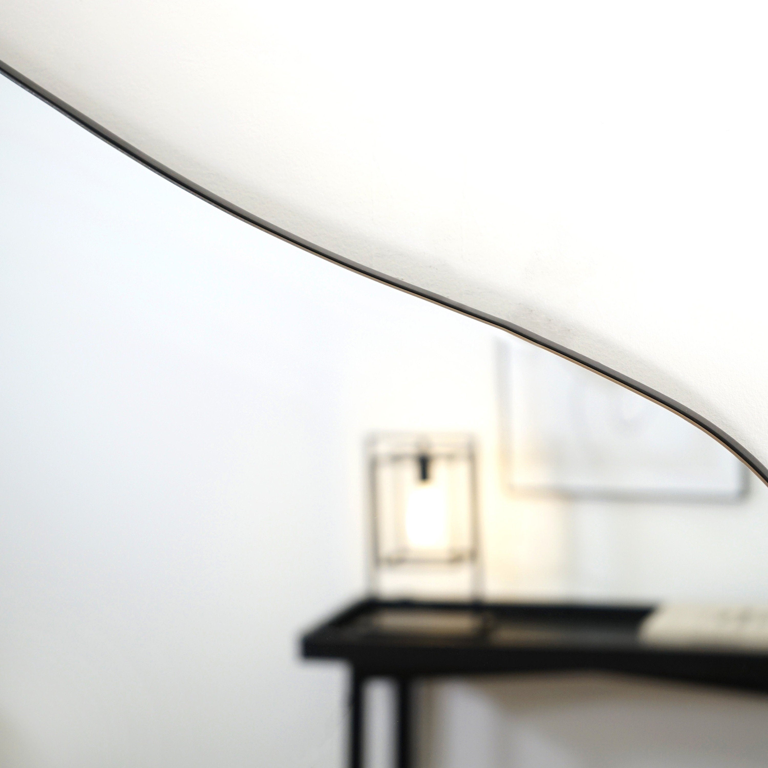 Asymmetrical Aesthetic Mirror, Irregular Frameless Mirror, Contemporary Pond Mirror, Asymmetric Wavy Mirror, Bathroom Wall Mirror Decor