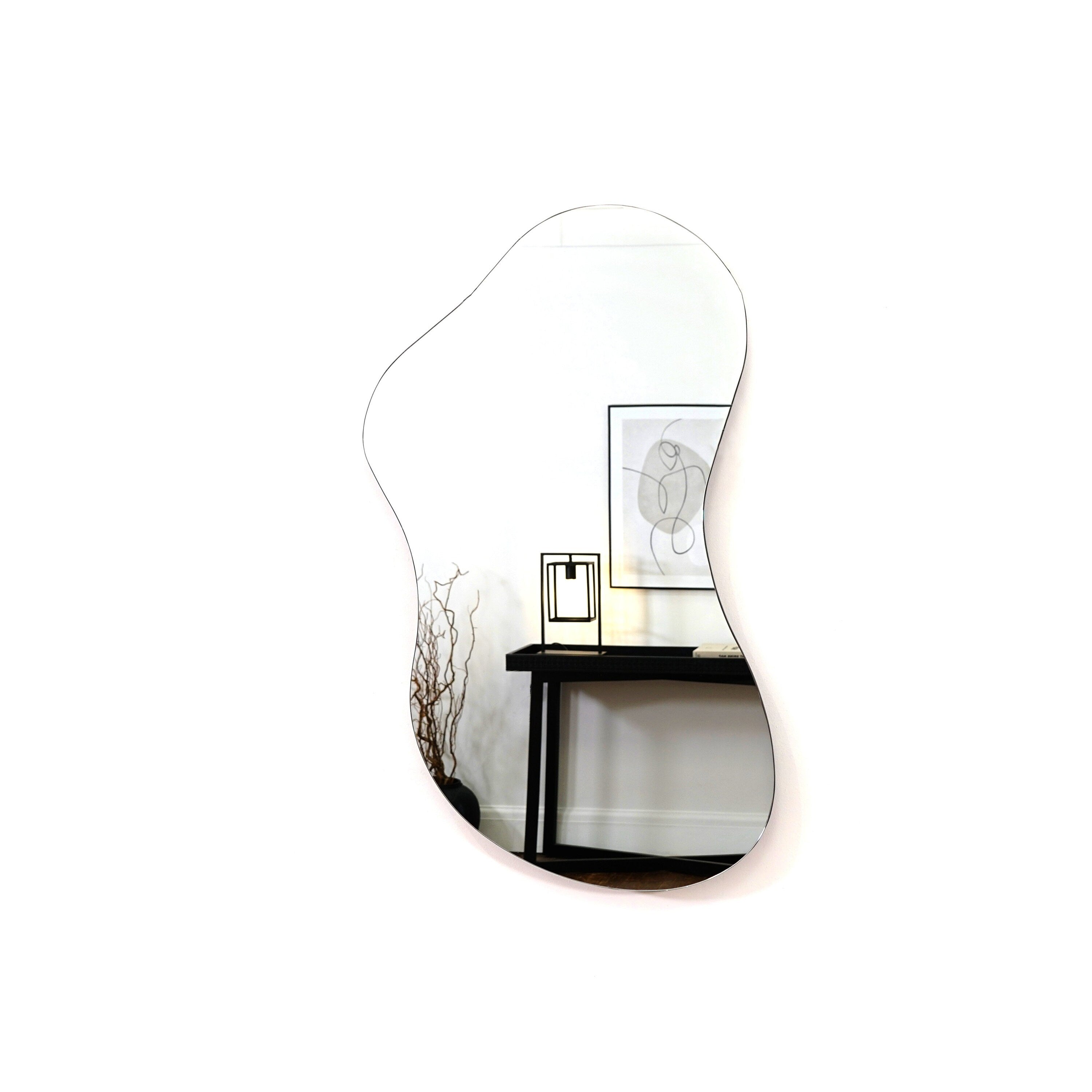 Asymmetrical Mirror Large, Irregular Pond Mirror, Asymmetric Modern Wall Mirror, Decorative Bathroom Wall Mirror, Bedroom Mirror Wall Decor