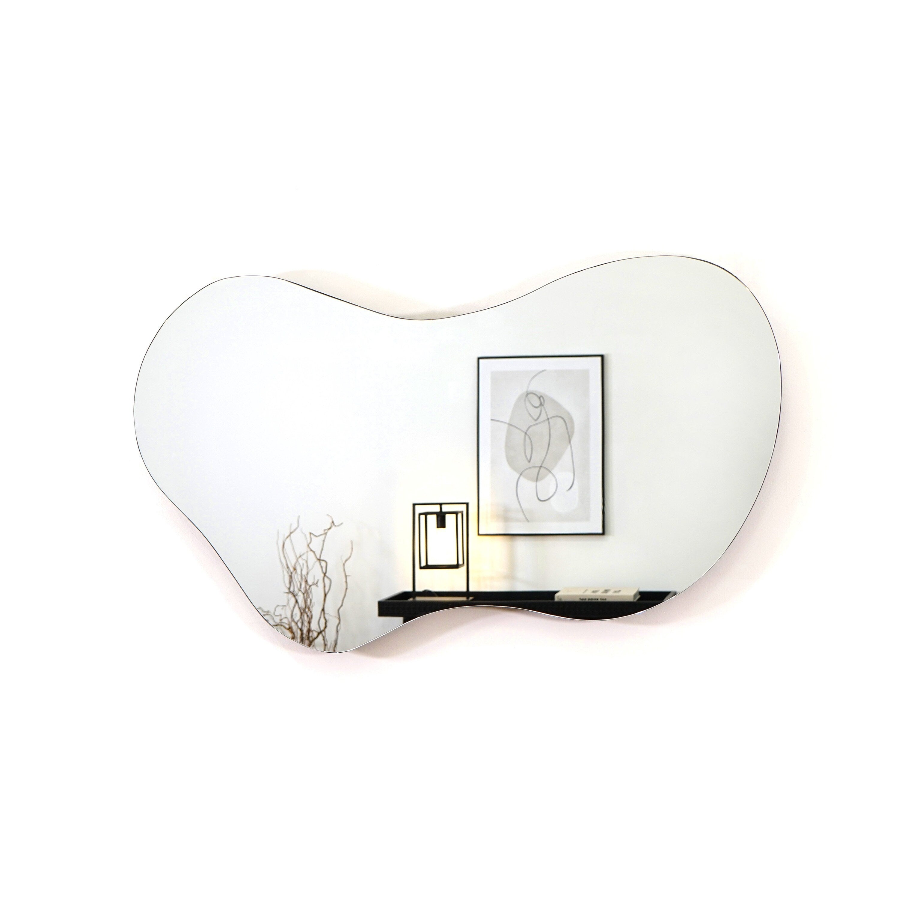 Asymmetrical Mirror Large, Irregular Pond Mirror, Asymmetric Modern Wall Mirror, Decorative Bathroom Wall Mirror, Bedroom Mirror Wall Decor