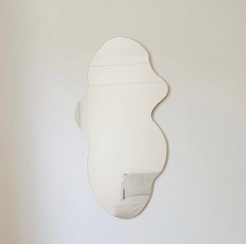 Full Length Mirror, Asymmetric Wavy Mirror, Curved Mirror, Irregular Tall Mirror, Asymmetrical Mirror, Cloud Wall Mirror, Bedroom Mirror