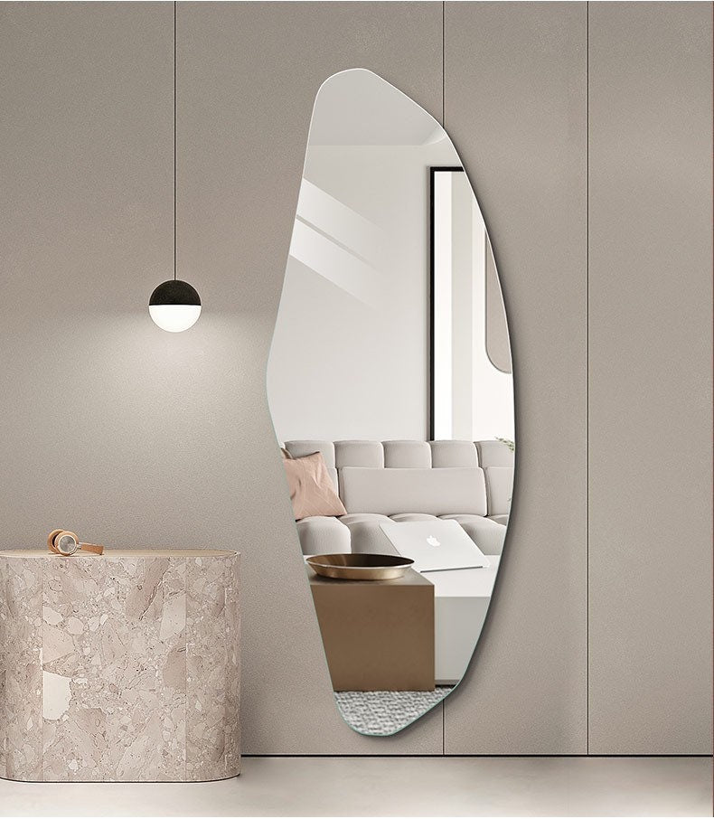 Full Length Mirror, Long Floor Mirror, Bedroom Full Body Mirror, Irregular Wavy Mirror, Asymmetric Tall Mirror, Large Wall Mirror