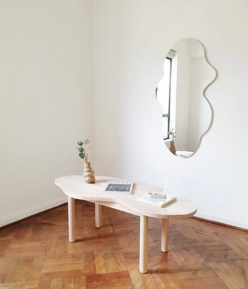 Full Length Mirror, Asymmetric Wavy Mirror, Curved Mirror, Irregular Tall Mirror, Asymmetrical Mirror, Cloud Wall Mirror, Bedroom Mirror