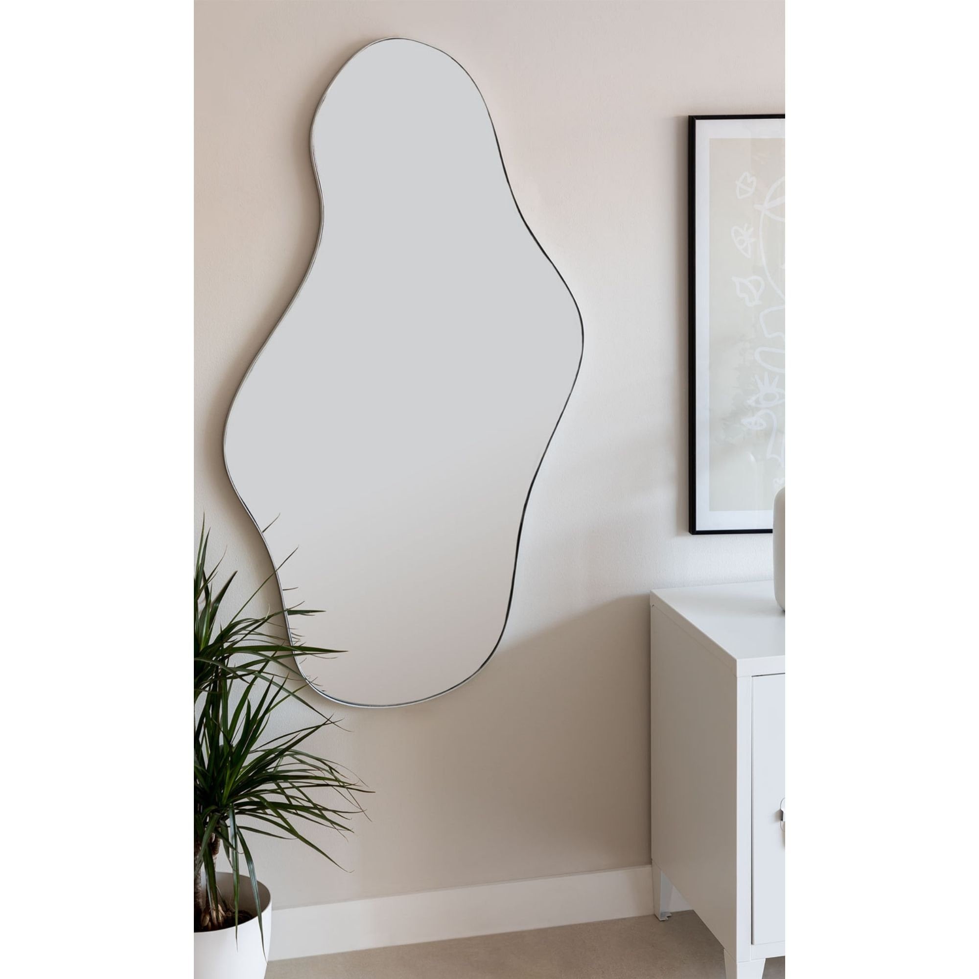 Asymmetric Wavy Mirror, Full Length Mirror, Curved Mirror, Irregular Tall Mirror, Asymmetrical Wall Mirror, Cloud Mirror, Bedroom Mirror