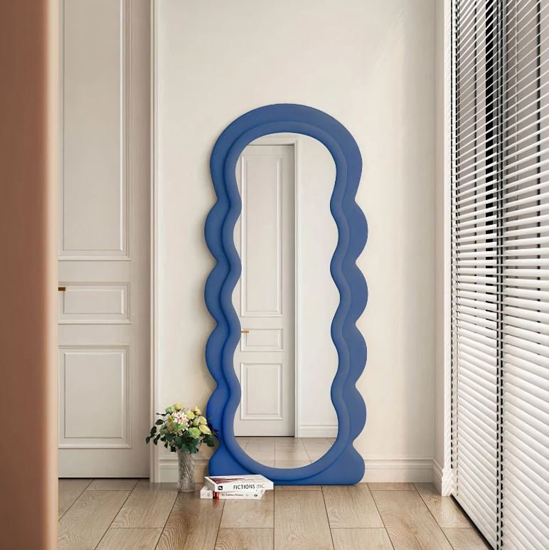 Curvy Floor Mirror, Wavy Full Lenght Mirror, Curvy Squiggle Mirror, Full Body Mirror, Irregular Asymmetrical Floor Mirror,  Home Decor