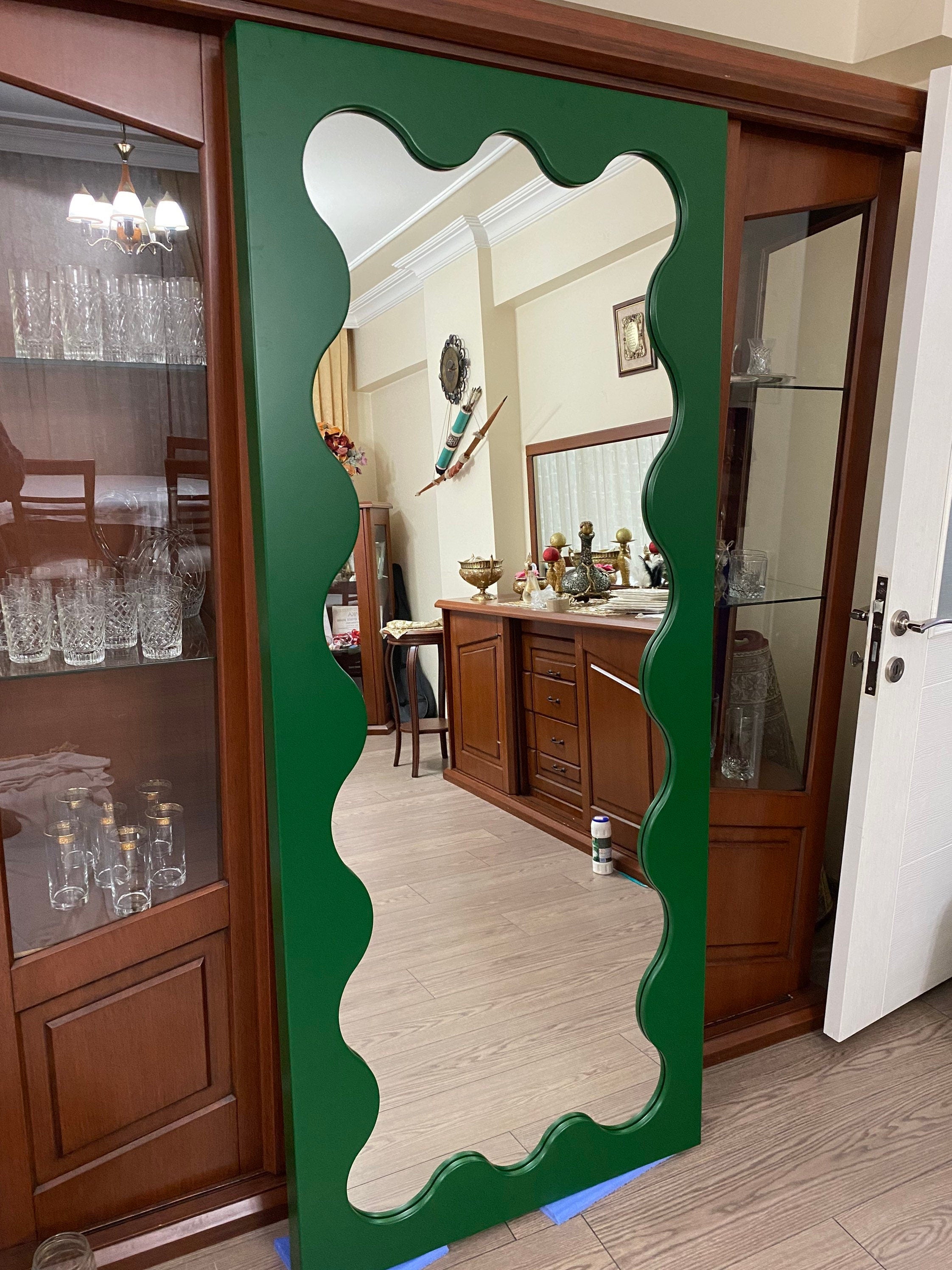 Curvy Floor Mirror, Wavy Full Lenght Mirror, Curvy Squiggle Mirror, Full Body Mirror, Irregular Asymmetrical Floor Mirror, Mirror Decor