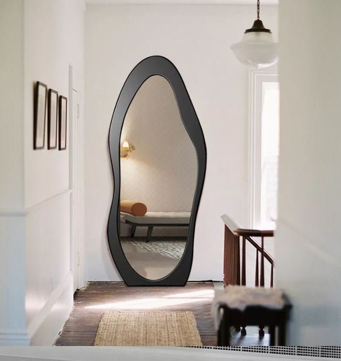 Full Lenght Mirror Wavy, Full Body Mirror Irregular, Asymmetrical Floor Mirror, Curvy Floor Mirror, Curvy Squiggle Mirror, Mirror Home Decor