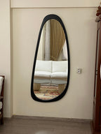 Asymmetrical Floor Mirror, Full Body Wood Wall Mirror,Full Length Irregular Mirror, Wood Framed Mirror, Asymmetric Wooden Mirror For Bedroom